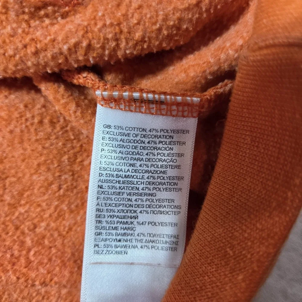 The North Face Hoodie Mens Large Orange Pullover Sweatshirt Fleece Big logo
